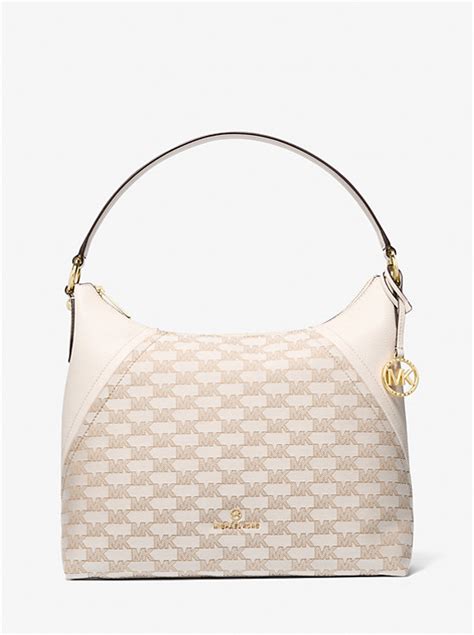 michael kors gia large size|Aria Large Signature Logo Jacquard Shoulder Bag.